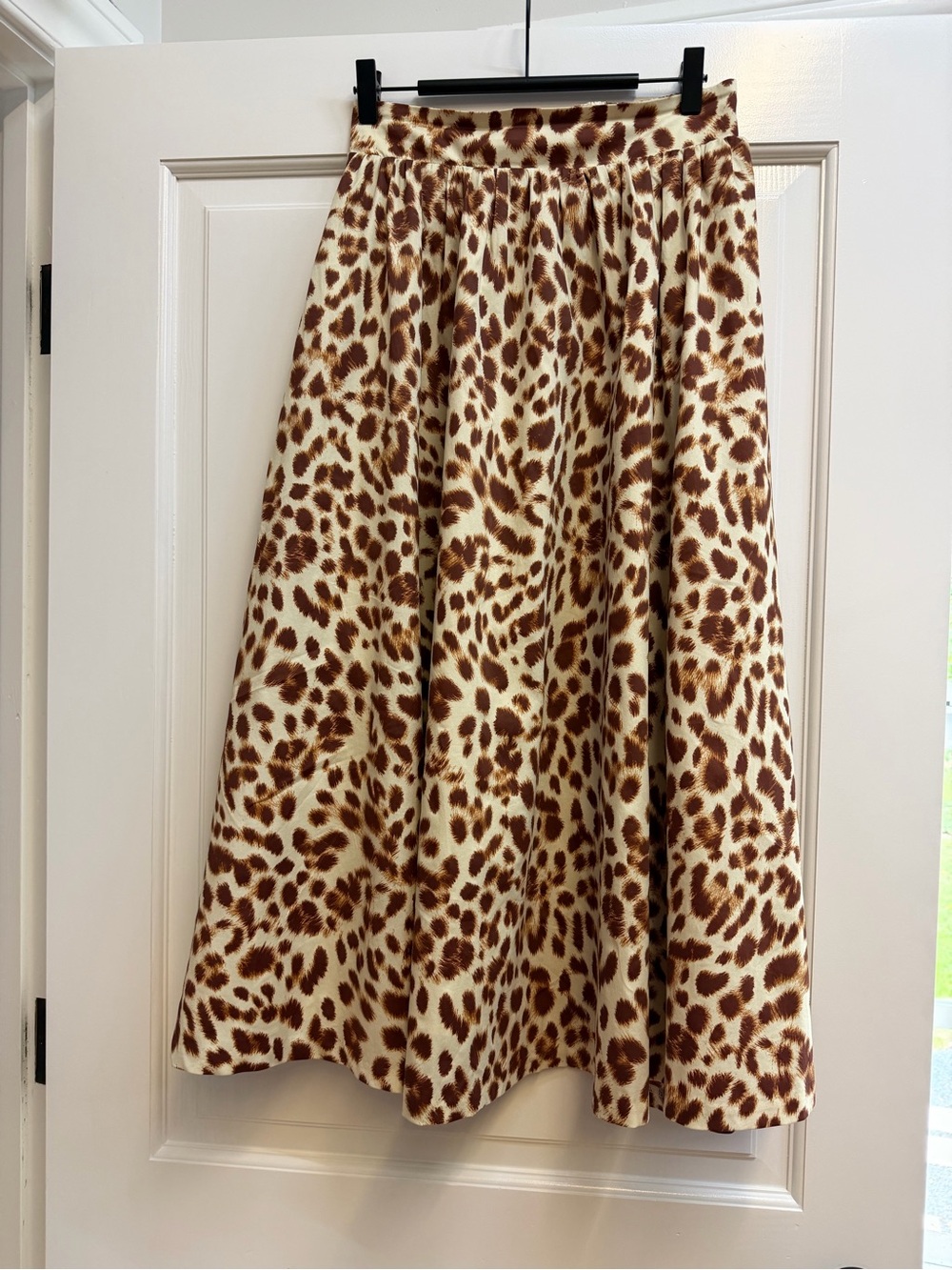 Women's Cream & Brown Leopard Print A-Line Skirt